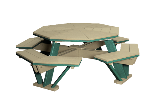 Poly 5' Octagonal Picnic Table with 8 attached Seats