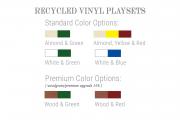 recycled vinyl playset color options playground - 50 year limited warranty on structure, 5 years on slides, swings, and roofs